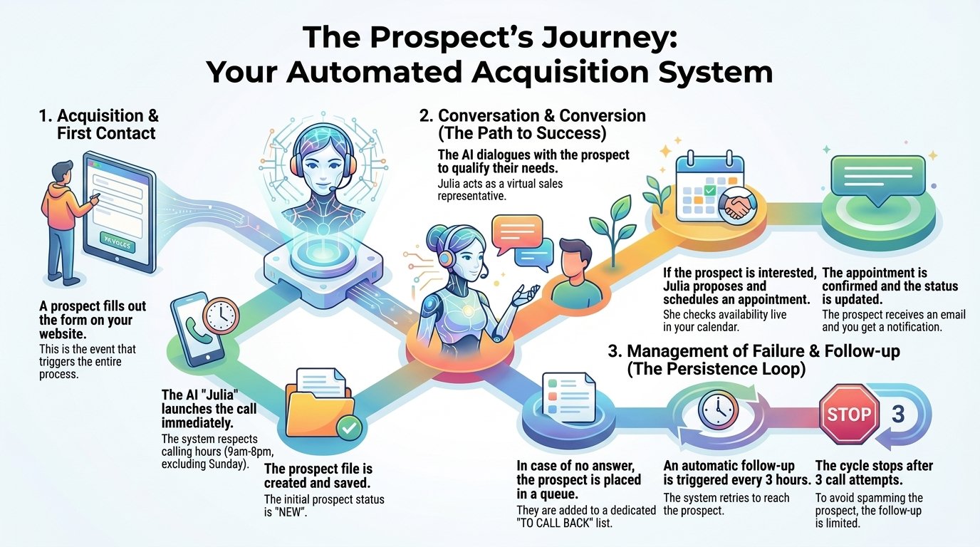 Julia Next-Gen AI Voice Receptionist vs Traditional Front Desk Intake Infographic